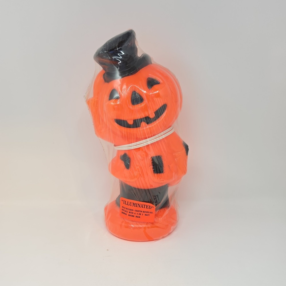 NOS Vintage 1969 Empire 14" Halloween Blow Mold Jack O Lantern Pumpkin
